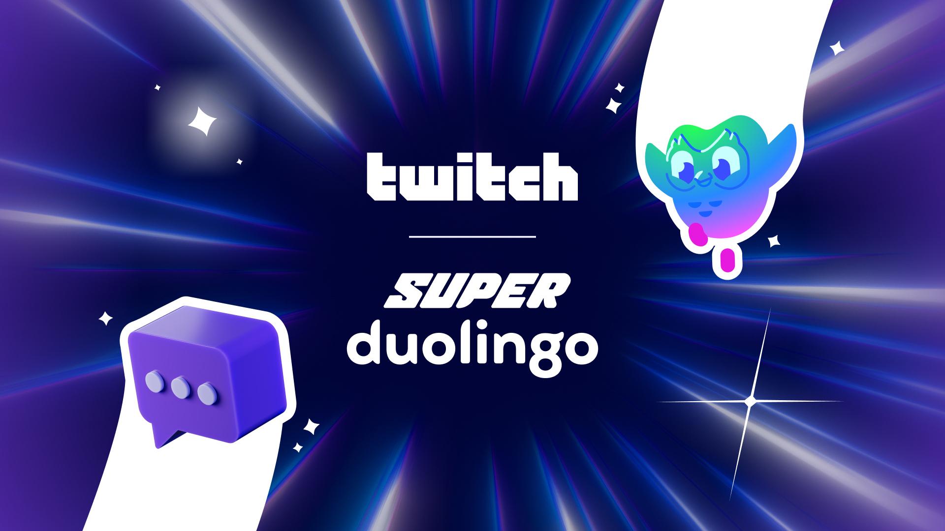 Twitch x Duolingo Sub for Super Duolingo header art