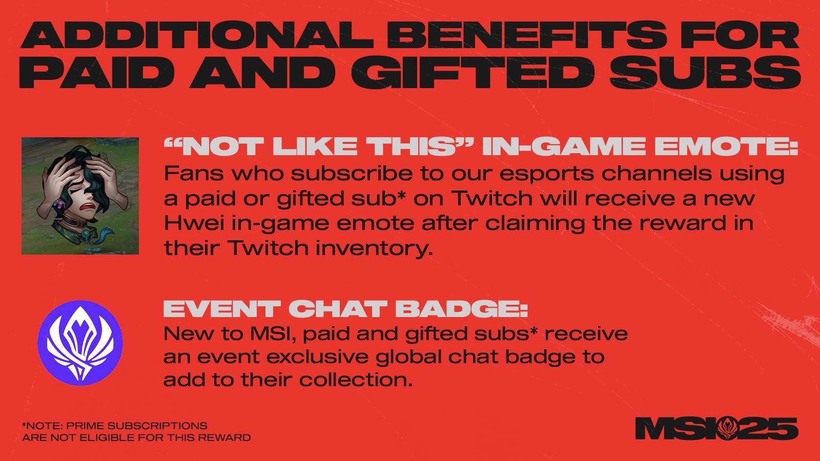 MSI 2025 Twitch subscription rewards graphic